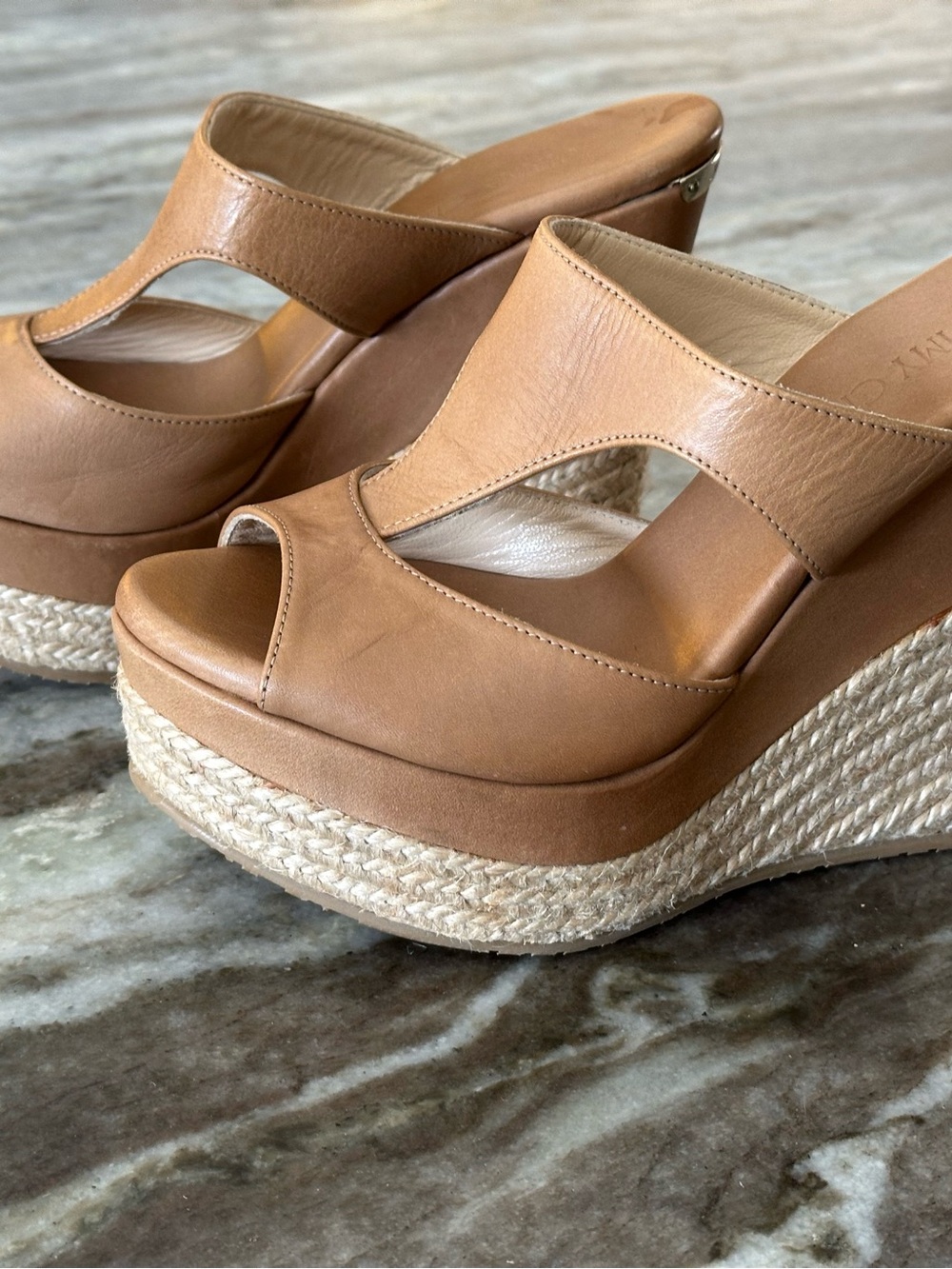 Jimmy Choo Tan Leather Mules 37